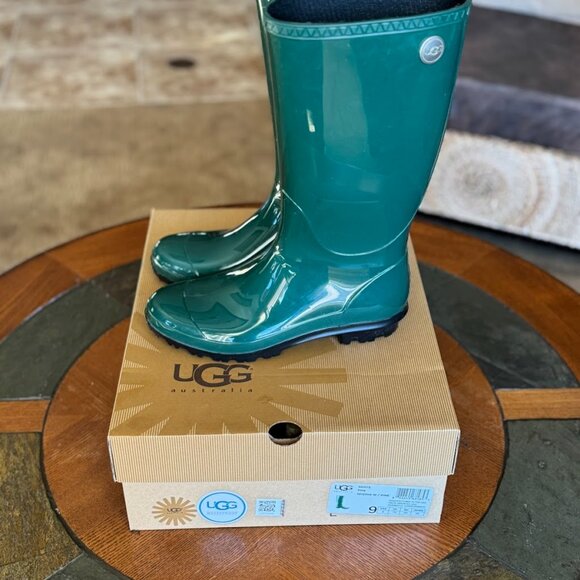 Women's UGG Shaye Pine Green Rain Boots Size 9 - Picture 3 of 7